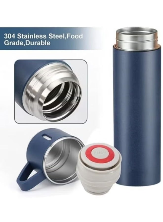 Vacuum Flask كوب ترمس أصلي سعة 500 مل مع 3 أكواب - ازرق - Image 4
